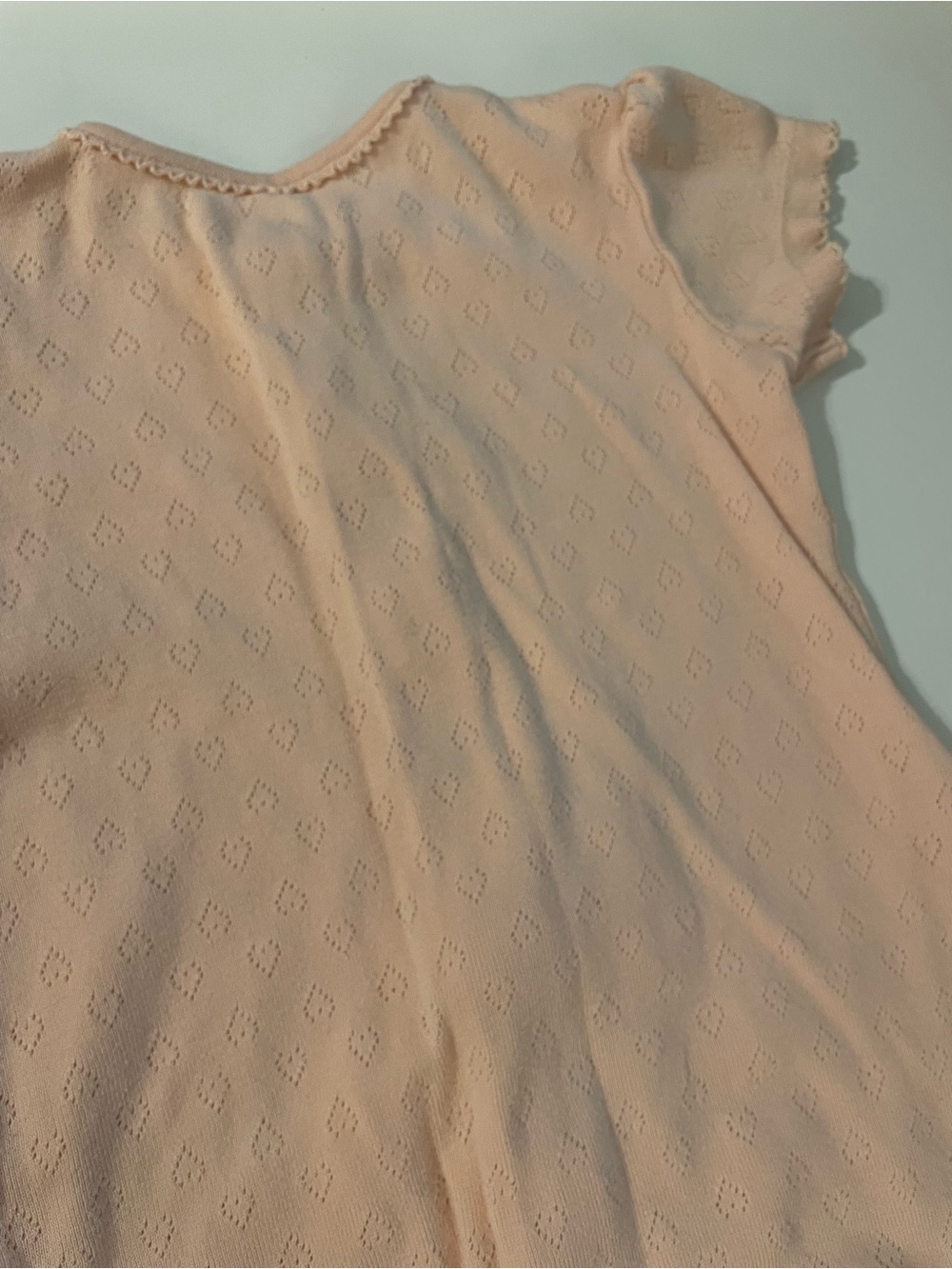 H&M 100% Organic Cotton Soft Pink Heart Eyelet Baby One-Piece Romper - Picture 8 of 9